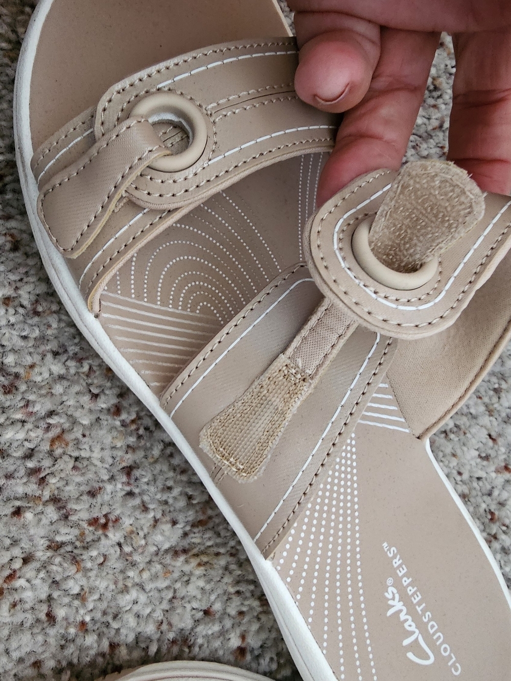 Clarks Beige Cloudsteppers Slide Sandals with Dual Straps - Picture 5 of 7